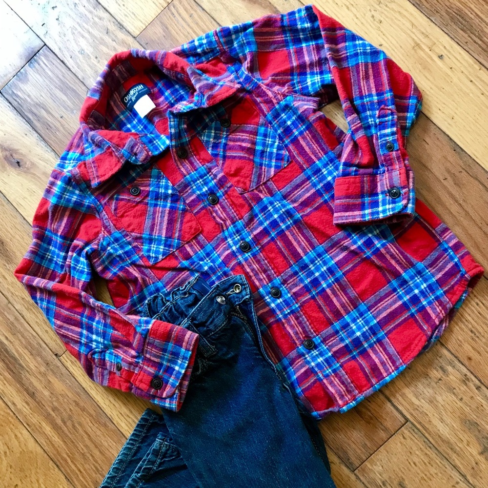 OshKosh B’gosh boy’s red and blue flannel